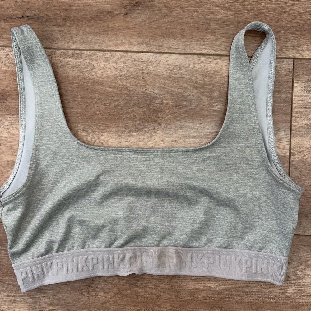 PINK Victoria's Secret Light Grey Scoop Sports Bralette